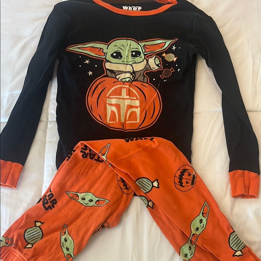 Star Wars Black and Orange Pajama Set with Baby Yoda Design